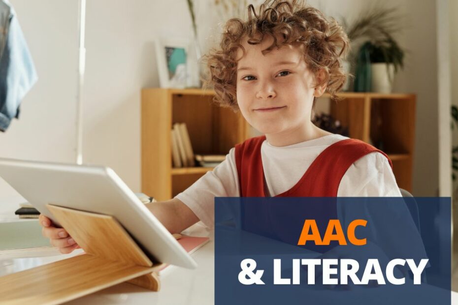child studying with AAC