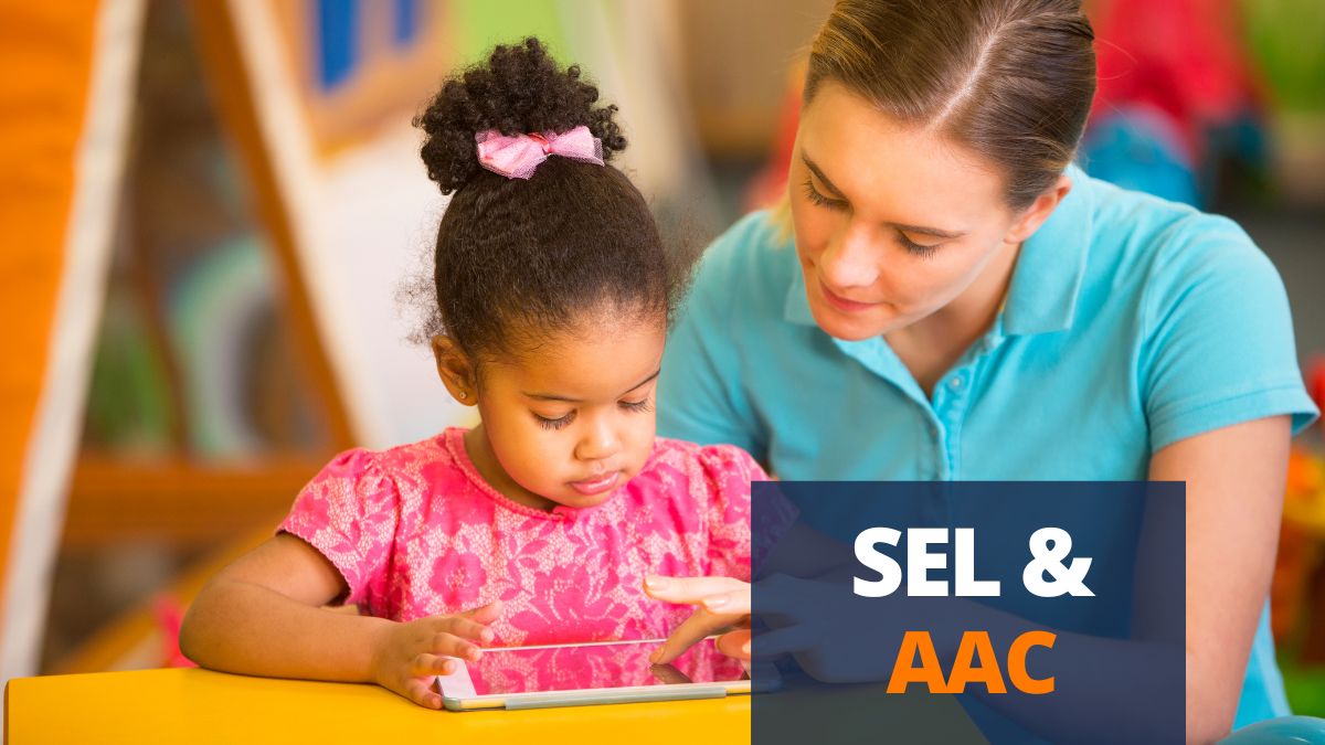 child and teacher using AAC to support SEL